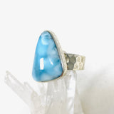 Larimar Triangular Ring with Hammered Band Size 11 KRGJ3101 - Nature's Magick