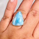 Larimar Triangular Ring with Hammered Band Size 11 KRGJ3101 - Nature's Magick