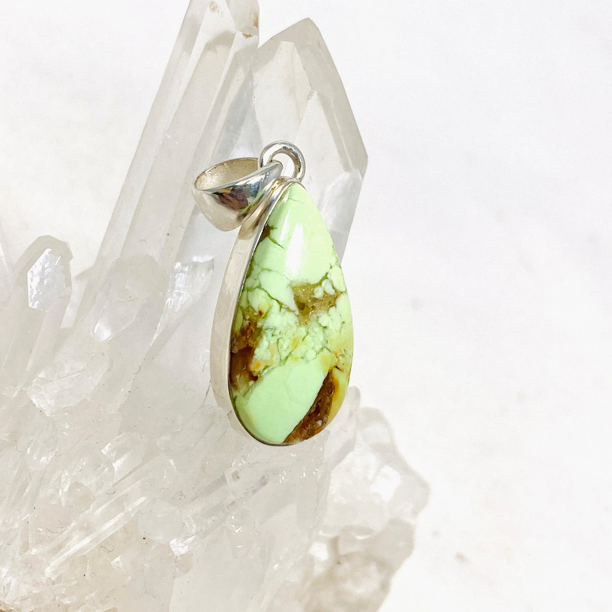 Lemon Chrysoprase Teardrop Pendant KPGJ4366 - Nature's Magick