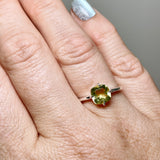 Lemon Quartz Faceted Square Solitare Ring R4806