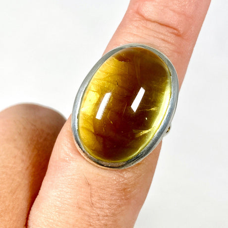 Lemon Quartz oval cabochon ring s.8 KRGJ2354 - Nature's Magick