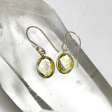 Lemon Quartz Oval Checkerboard Faceted Earrings PEGJ404