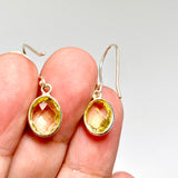 Lemon Quartz Oval Checkerboard Faceted Earrings PEGJ404