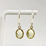 Lemon Quartz Oval Checkerboard Faceted Earrings PEGJ404