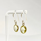 Lemon Quartz Oval Checkerboard Faceted Earrings PEGJ404