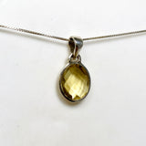 Lemon Quartz Oval Checkerboard Faceted Pendant PPGJ1304