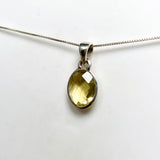 Lemon Quartz Oval Checkerboard Faceted Pendant PPGJ1304