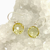 Lemon Quartz Round Checkerboard Faceted Earrings PEGJ335