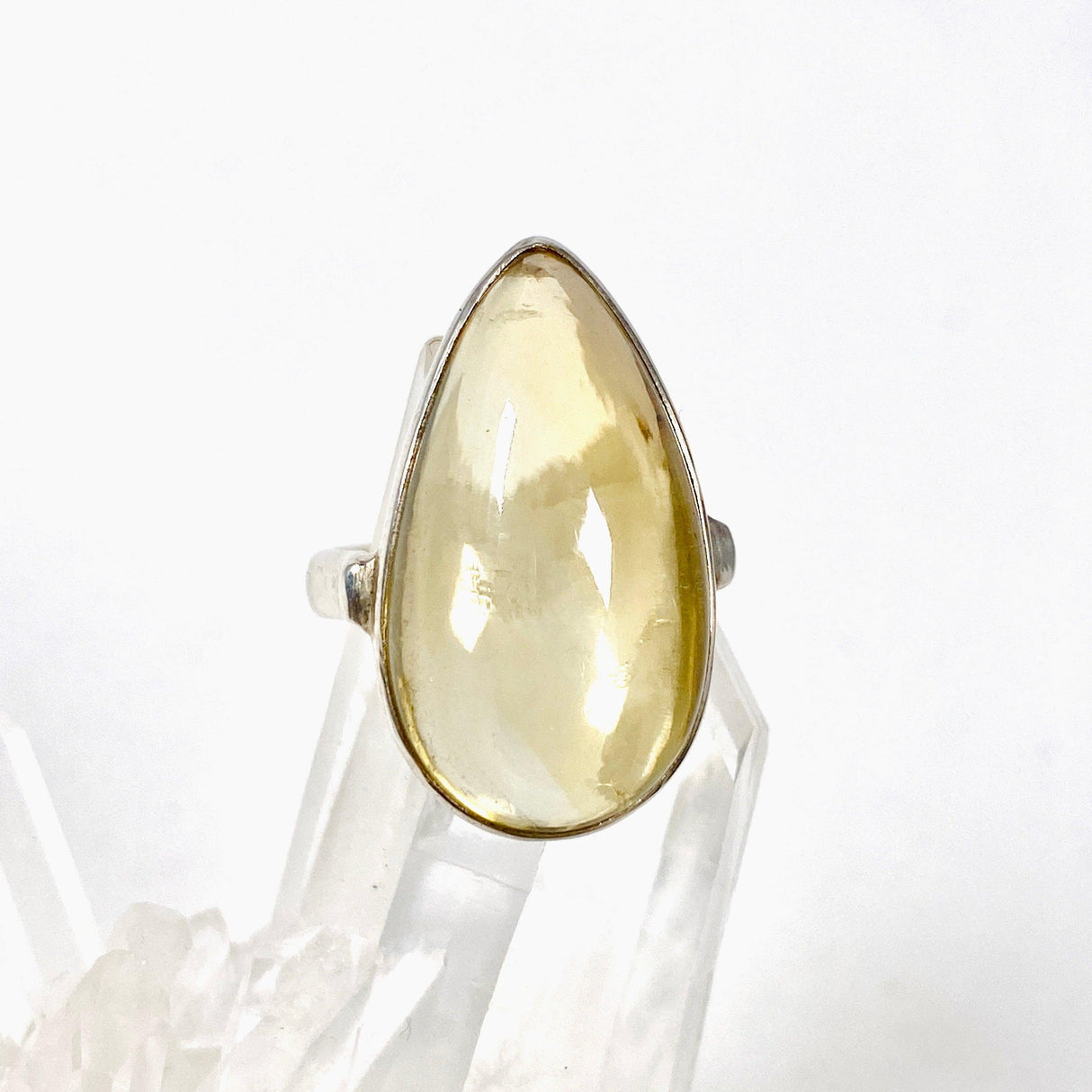 Lemon Quartz teardrop cabochon ring s.7 KRGJ681 - Nature's Magick