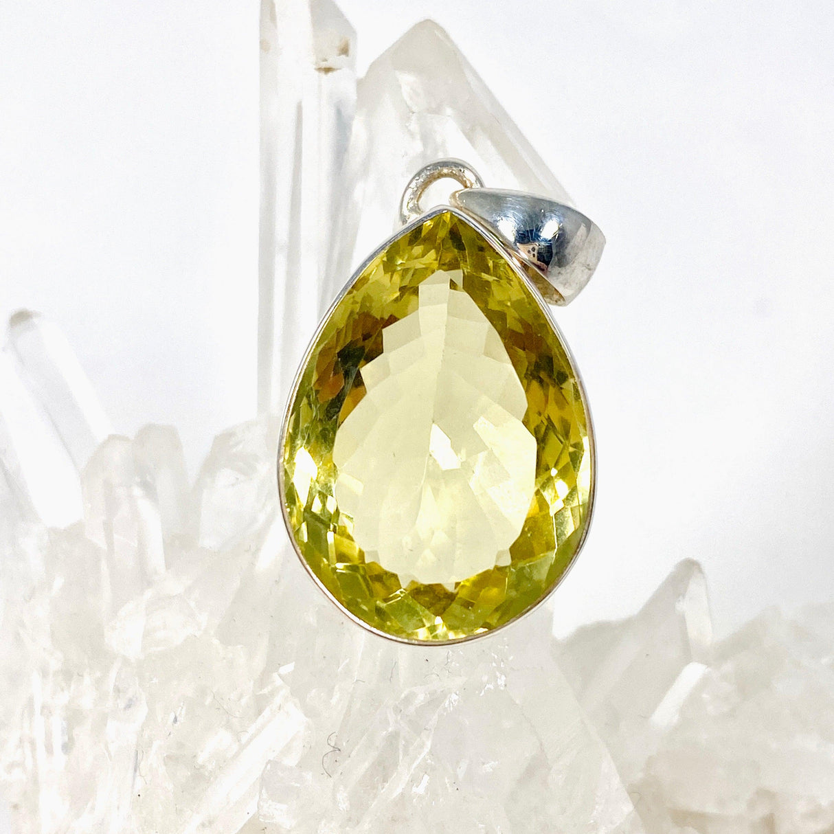 Lemon Quartz teardrop faceted pendant KPGJ3086 - Nature's Magick