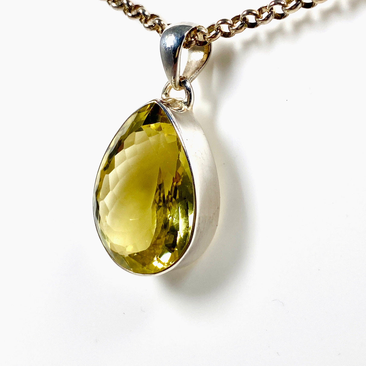 Lemon Quartz teardrop faceted pendant KPGJ3086 - Nature's Magick