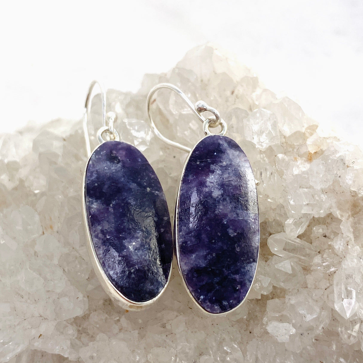 Lepidolite Oval Cabochon Earrings KEGJ1521