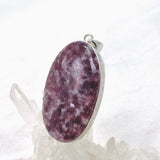 Lepidolite Oval Cabochon Pendant in a Hammered Setting KPGJ4607