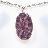 Lepidolite Oval Cabochon Pendant in a Hammered Setting KPGJ4607