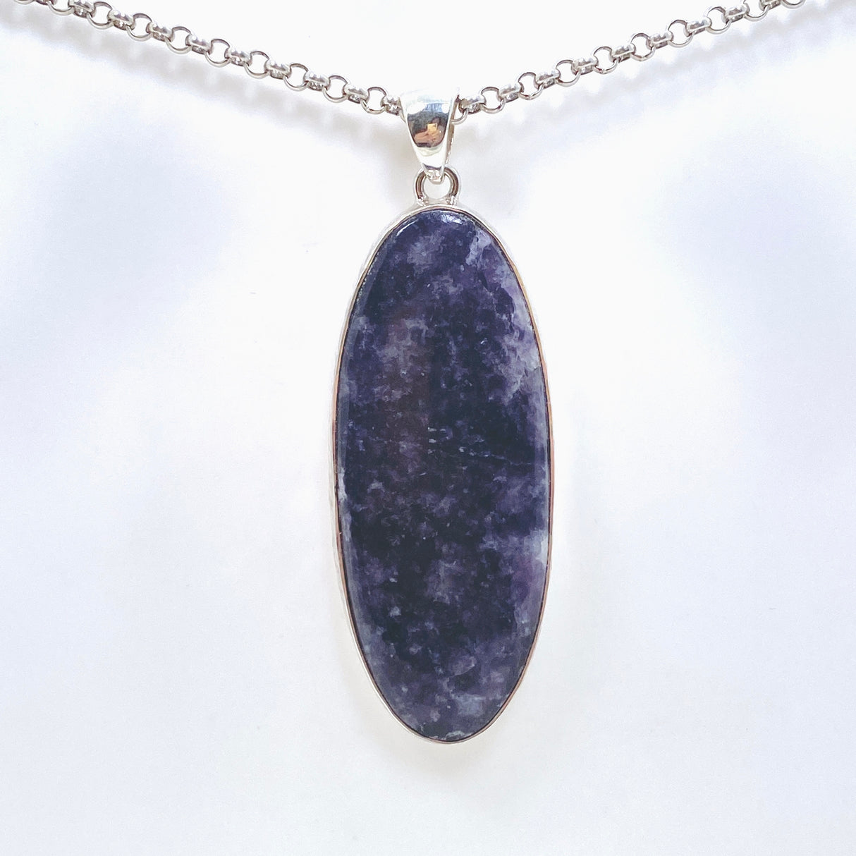 Lepidolite Oval Cabochon Pendant in a Hammered Setting KPGJ4608