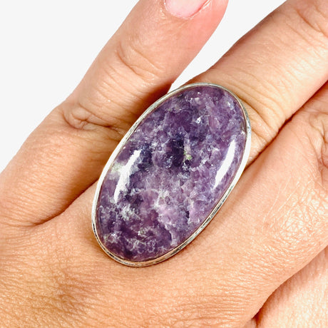 Lepidolite Oval Ring Size 10 KRGJ3072 - Nature's Magick