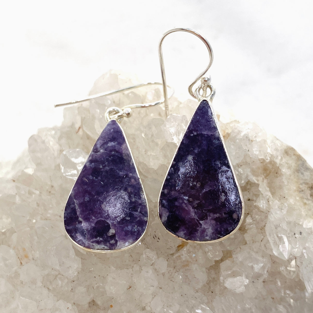 Lepidolite Teardrop Cabochon Earrings KEGJ1523