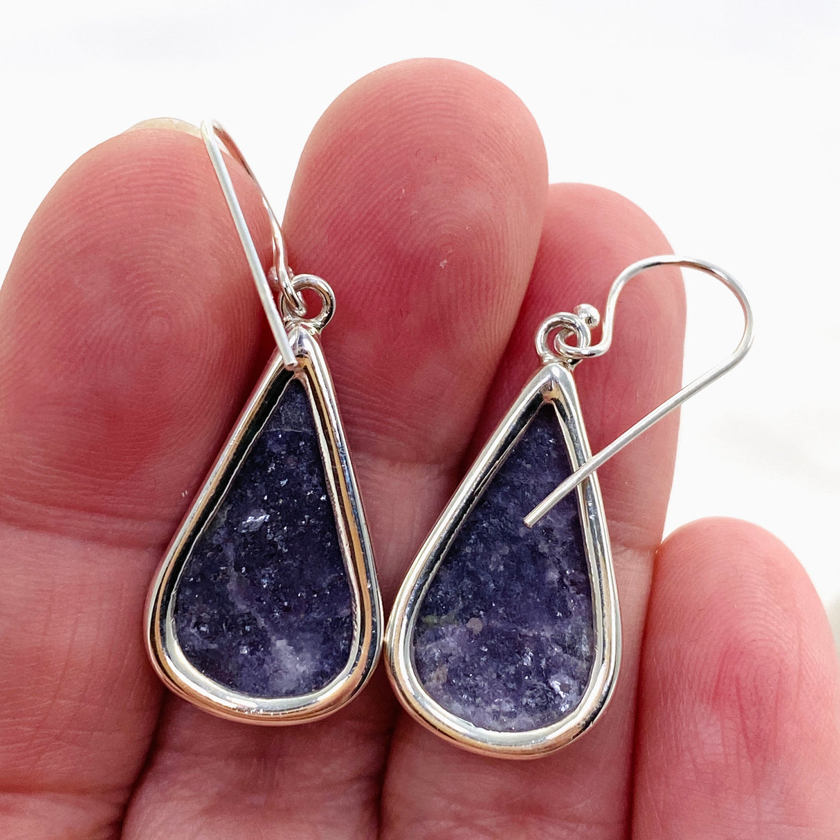 Lepidolite Teardrop Cabochon Earrings KEGJ1523