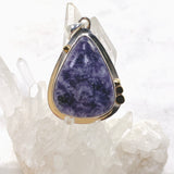 Lepidolite Teardrop Cabochon Pendant in a Decorative Setting KPGJ4611