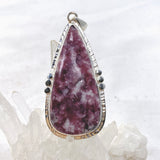 Lepidolite Teardrop Cabochon Pendant in a Decorative Setting KPGJ4612