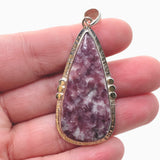 Lepidolite Teardrop Cabochon Pendant in a Decorative Setting KPGJ4612