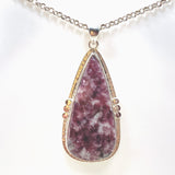 Lepidolite Teardrop Cabochon Pendant in a Decorative Setting KPGJ4612