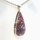 Lepidolite Teardrop Cabochon Pendant in a Decorative Setting KPGJ4612