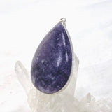 Lepidolite Teardrop Cabochon Pendant in a Hammered Setting KPGJ4609