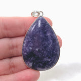 Lepidolite Teardrop Cabochon Pendant in a Hammered Setting KPGJ4609