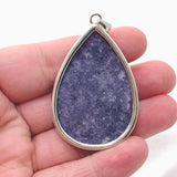 Lepidolite Teardrop Cabochon Pendant in a Hammered Setting KPGJ4609