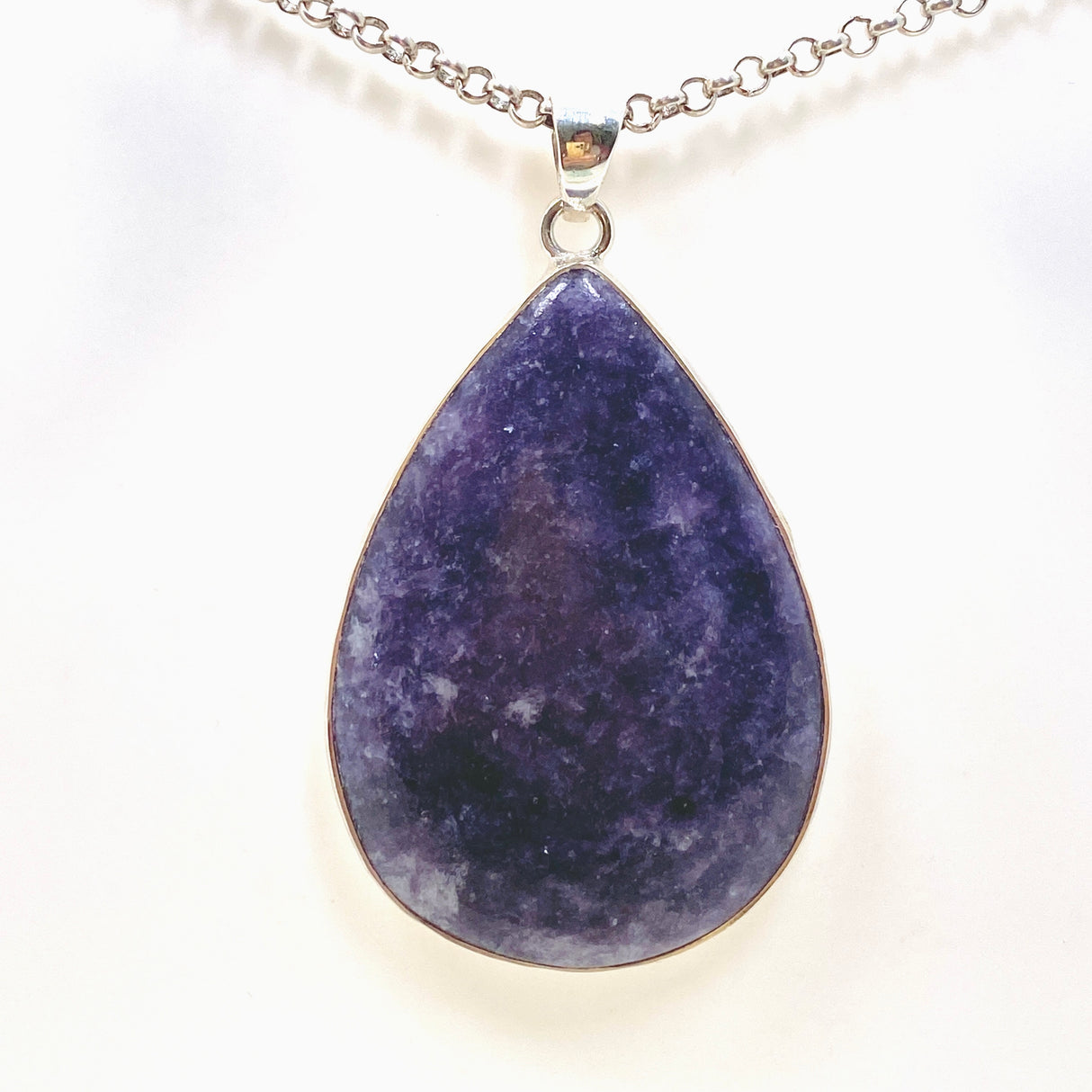 Lepidolite Teardrop Cabochon Pendant in a Hammered Setting KPGJ4609