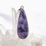 Lepidolite Teardrop Cabochon Pendant in a Hammered Setting KPGJ4610