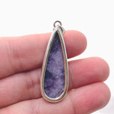 Lepidolite Teardrop Cabochon Pendant in a Hammered Setting KPGJ4610