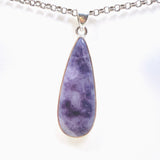 Lepidolite Teardrop Cabochon Pendant in a Hammered Setting KPGJ4610