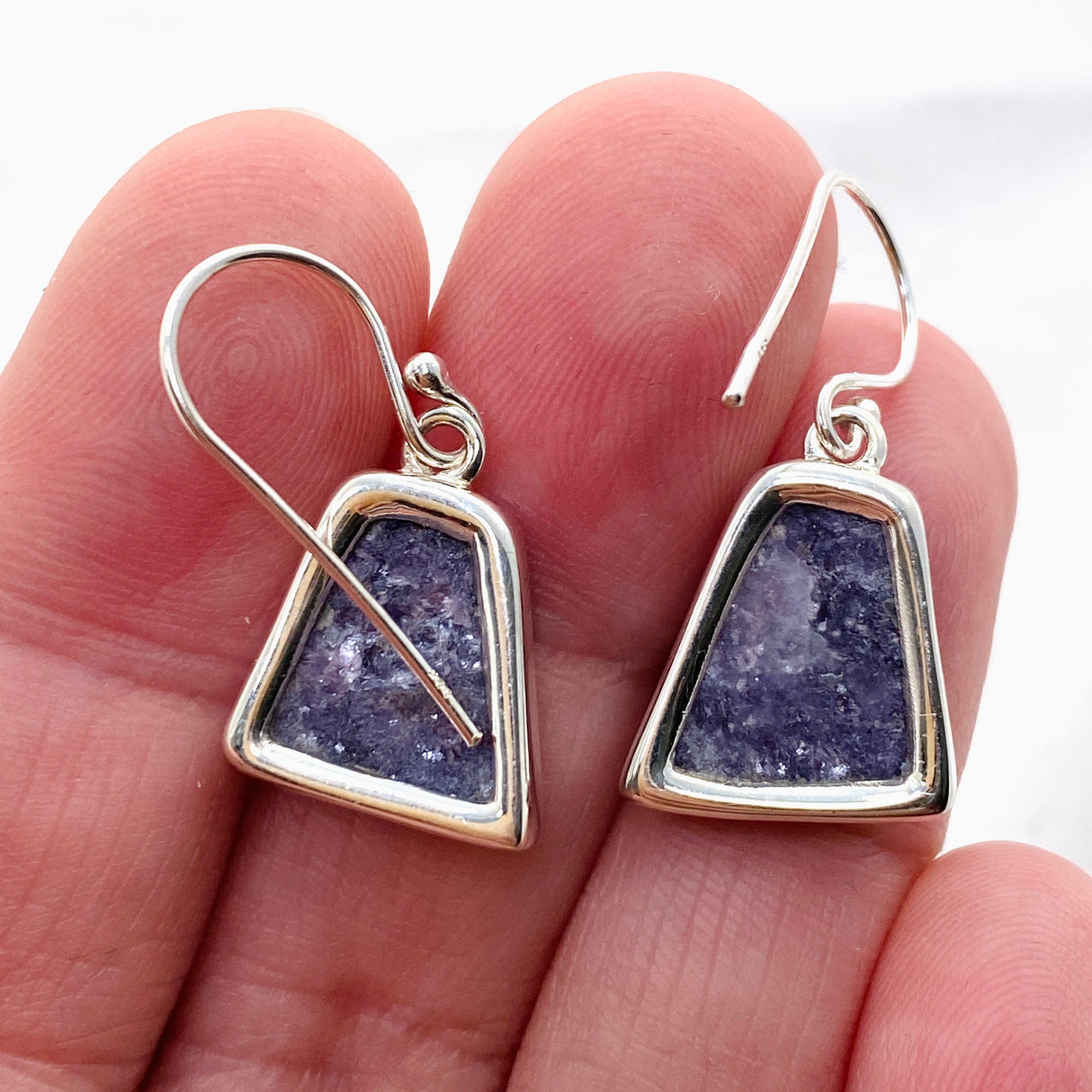 Lepidolite Trapezoid Cabochon Earrings KEGJ1525