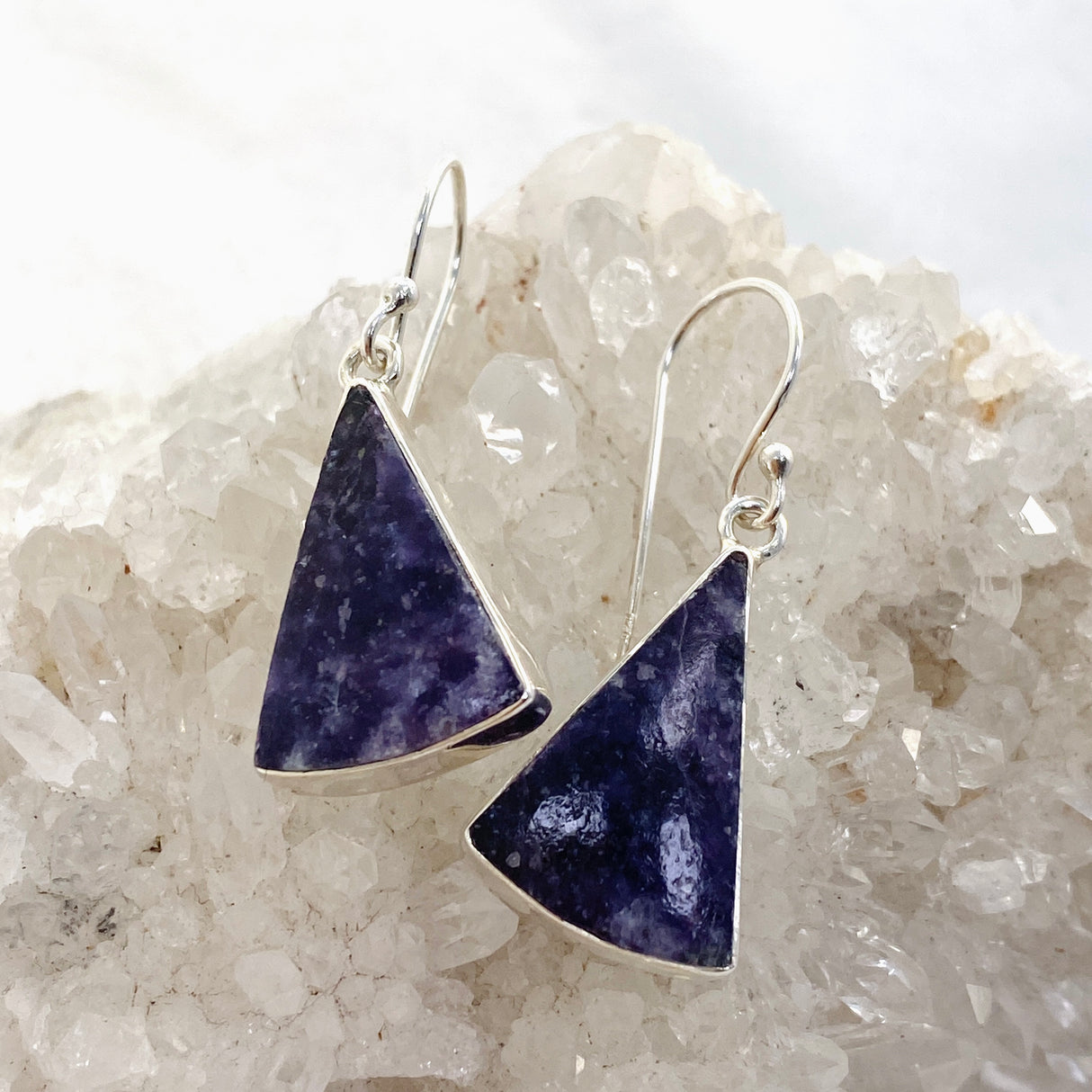 Lepidolite Triangular Cabochon Earrings KEGJ1524