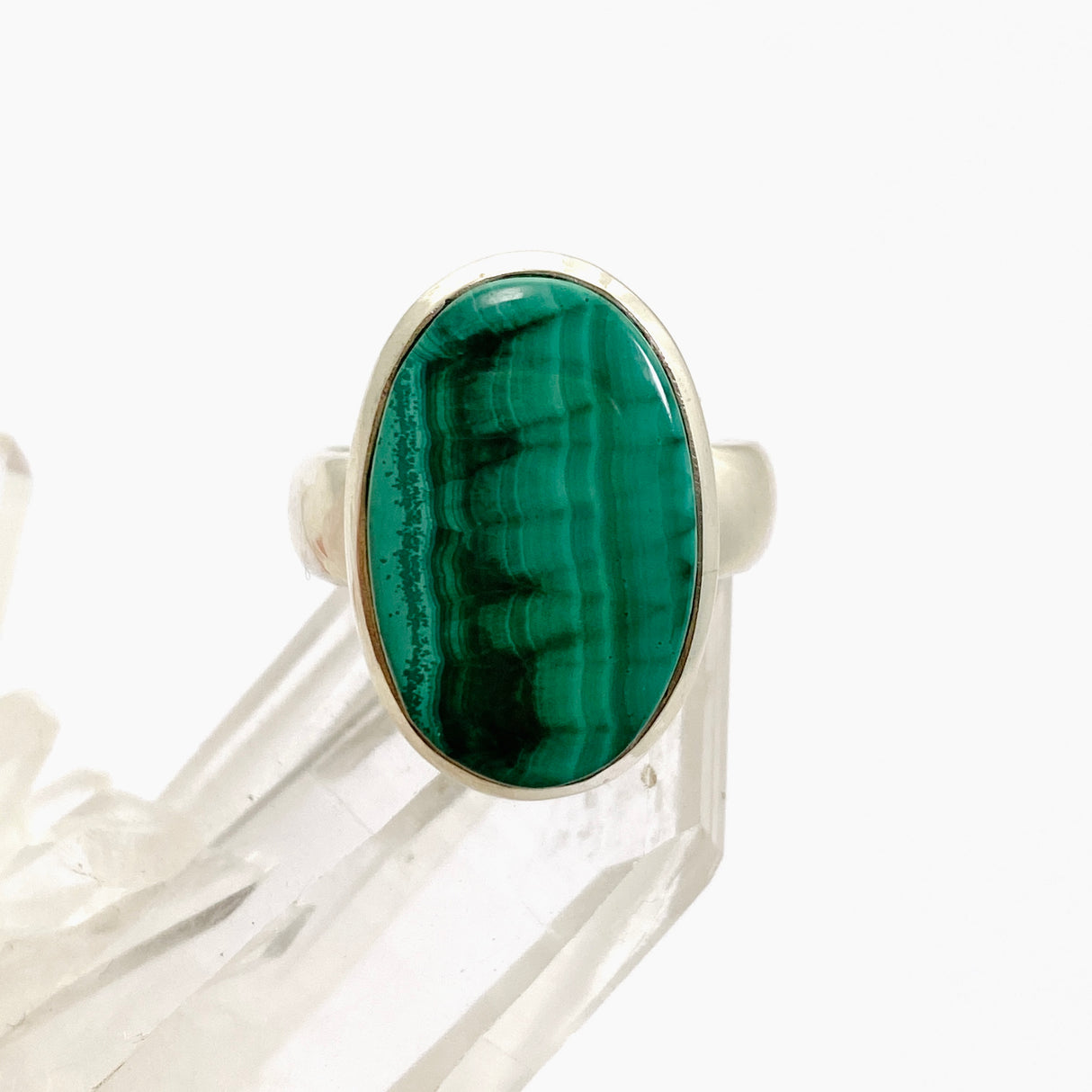 Malachite Oval Cabochon Ring Size 7 PRGJ613