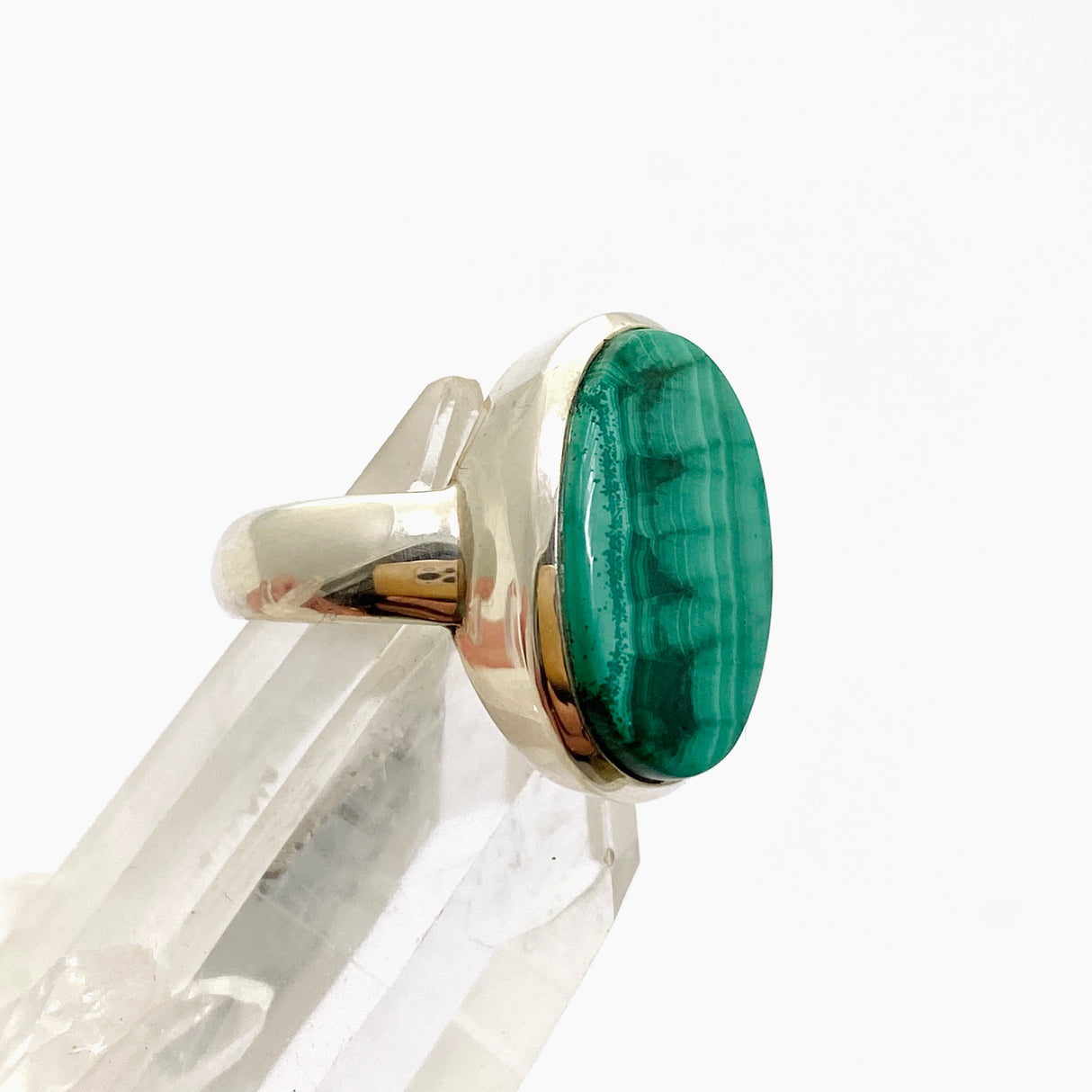 Malachite Oval Cabochon Ring Size 7 PRGJ613