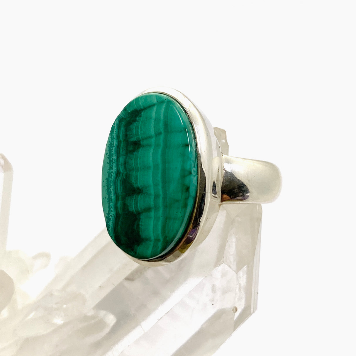 Malachite Oval Cabochon Ring Size 7 PRGJ613