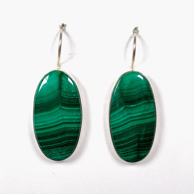 Malachite oval fixed hook earrings KEGJ1341