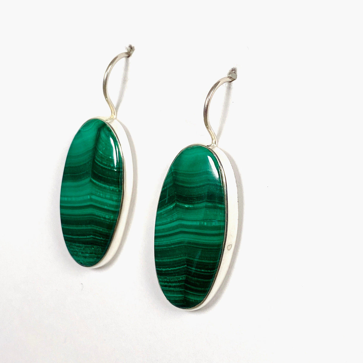 Malachite oval fixed hook earrings KEGJ1341