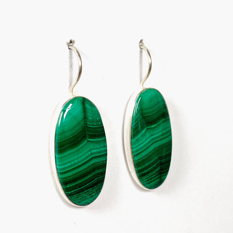 Malachite oval fixed hook earrings KEGJ1341