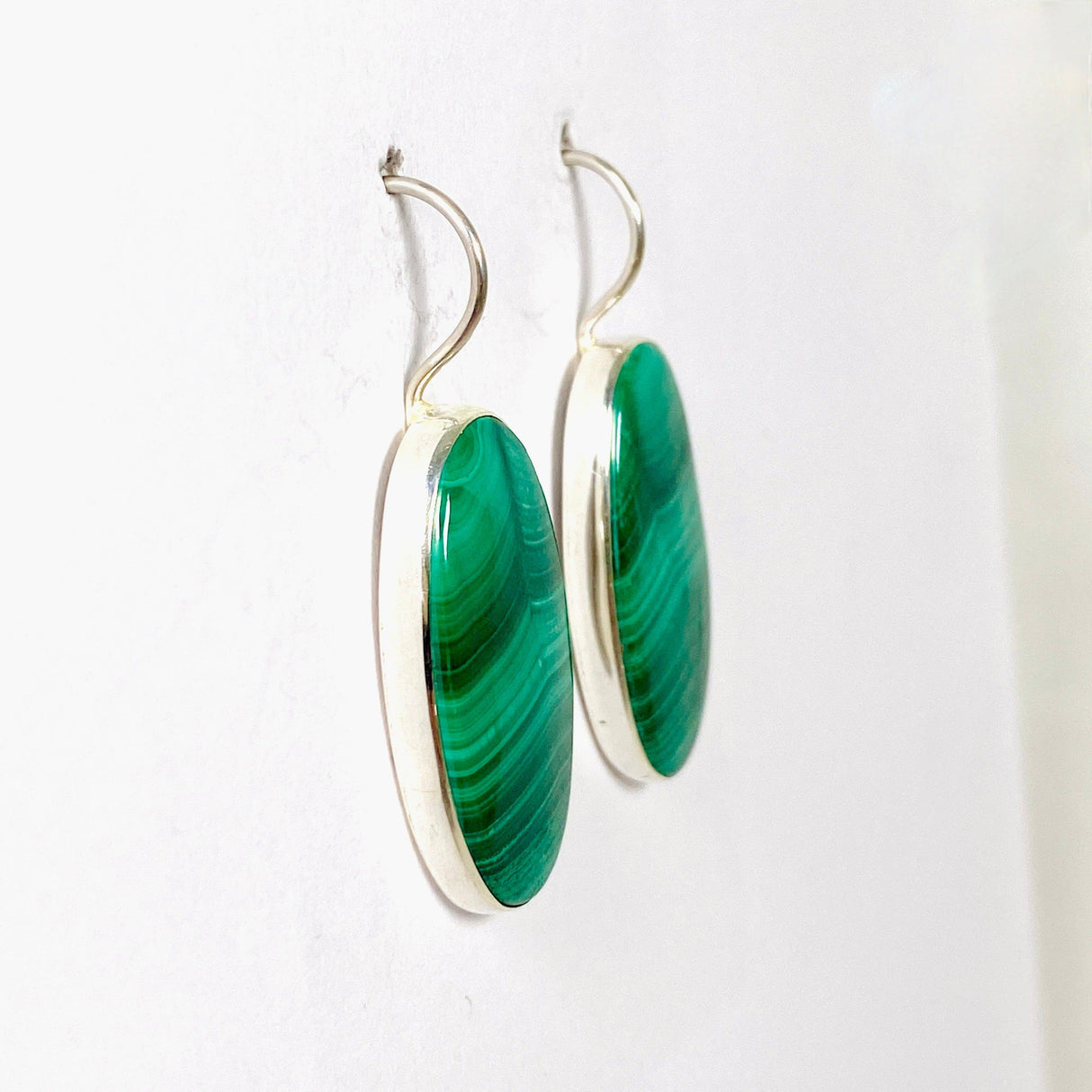 Malachite oval fixed hook earrings KEGJ1341