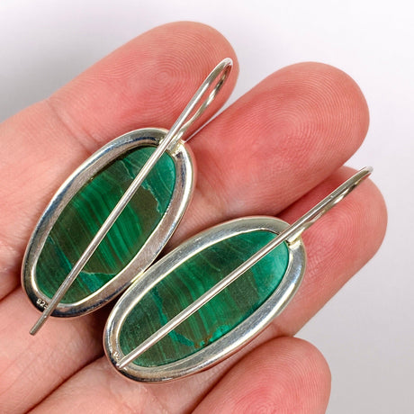 Malachite oval fixed hook earrings KEGJ1341