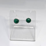 Malachite Round Cabochon Bezel Set Stud Earrings 5.5mm PSE023