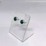 Malachite Round Cabochon Bezel Set Stud Earrings 5.5mm PSE023