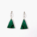 Malachite triangular fixed hook earrings KEGJ1342