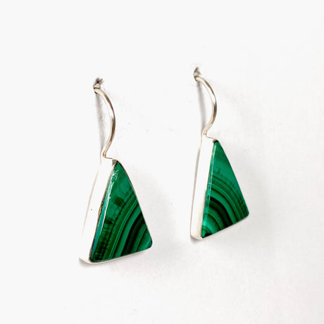 Malachite triangular fixed hook earrings KEGJ1342