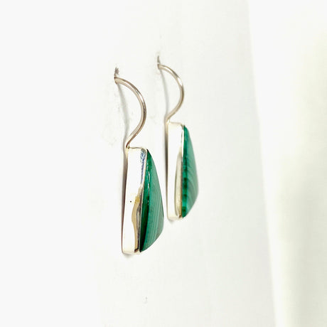 Malachite triangular fixed hook earrings KEGJ1342