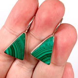 Malachite triangular fixed hook earrings KEGJ1342